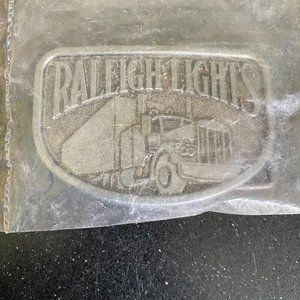Raleigh Lights Cigarettes Belt Buckle Vintage Semi Truck Trailer Tractor‎